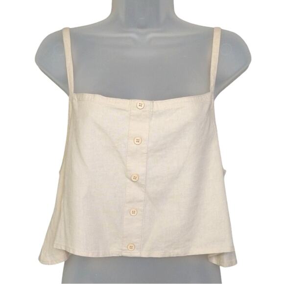 WeWoreWhat Linen Trapeze Tank Top Size M Beige – Cropped Swing Style - Picture 1 of 11